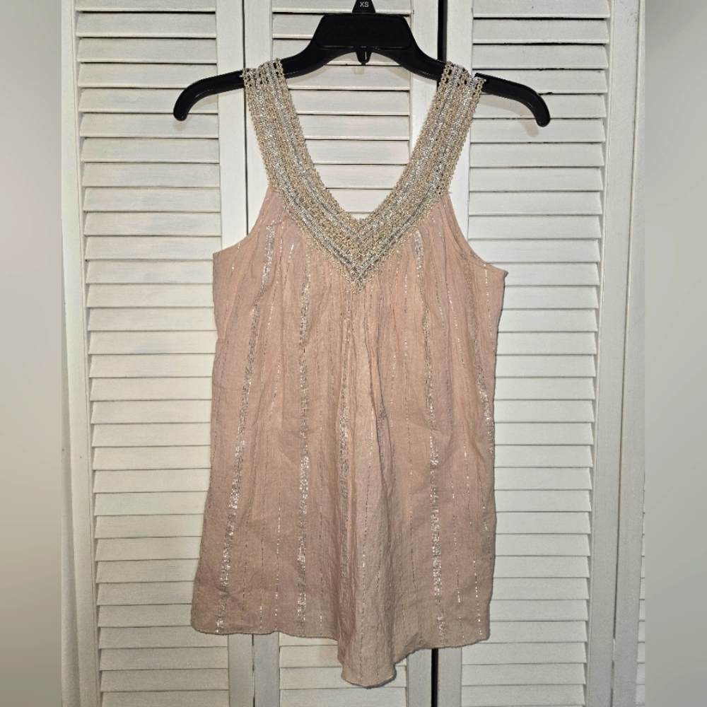 Zinc Women's M V-Neck Tank Top with Crochet Detail